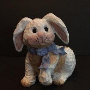 Bunny  Planter - White Bunny with Blue Bow